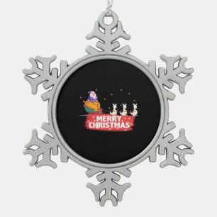 Australian Christmas, Santa Claus, beach Snowflake Pewter Christmas Ornament