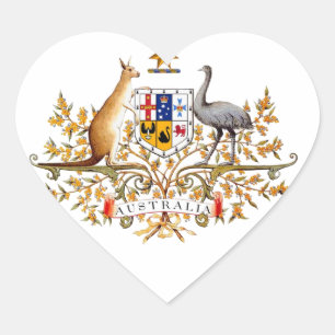 australian coat of arms heart sticker