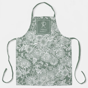 Australian Country Garden Sage And White Apron