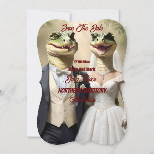 Australian Crocodile Wedding Save The Date,