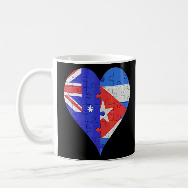 Australian Cuban Flag Heart  Coffee Mug (Left)