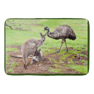 Australian Emu And Kangaroos, Bath Mat