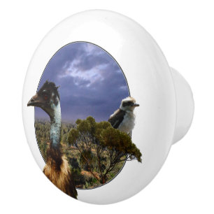 Australian Emu And Kookaburra, Ceramic Knob