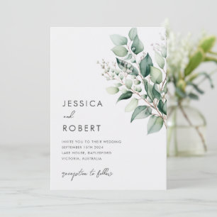 Australian Eucalyptus Square Save the Date Invitation