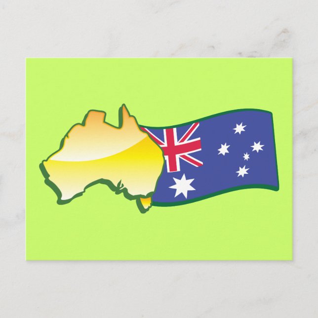 Australian flag and map aussie postcard (Front)