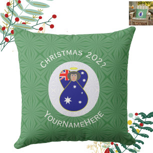 Australian Flag Angel Christmas Personalised Cushion