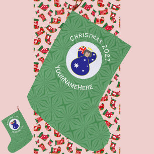 Australian Flag Angel Christmas Personalised Large Christmas Stocking