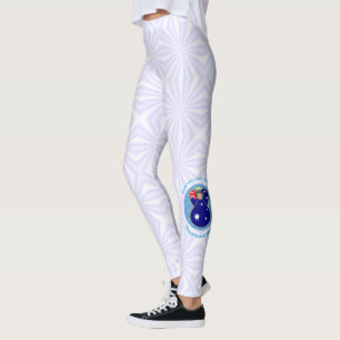 Australian Flag Angel in Blue Circle on White Leggings
