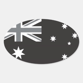 Australian Flag Black and White Oval Sticker