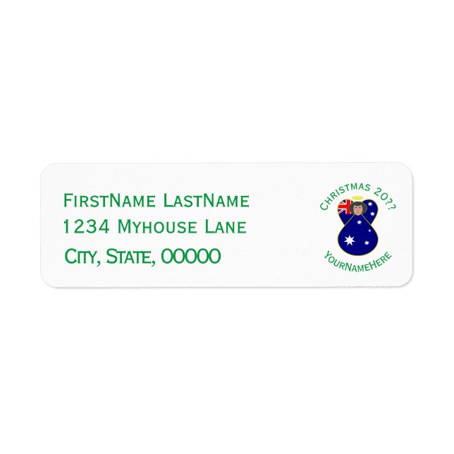 Australian Flag Christmas Angel Return Address (Front)