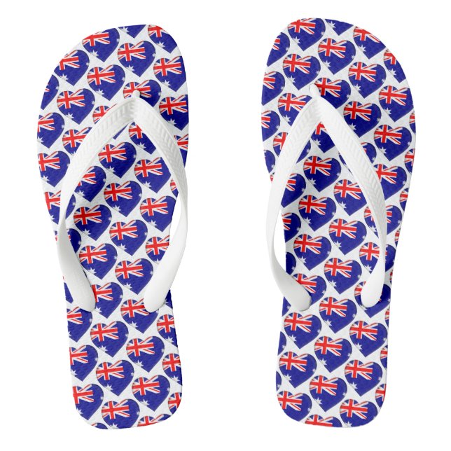 Australian Flag Colours Hearts Pattern Patriotic Jandals (Footbed)