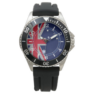 Australian Flag Design Carbon Chrome Style Dial Watch