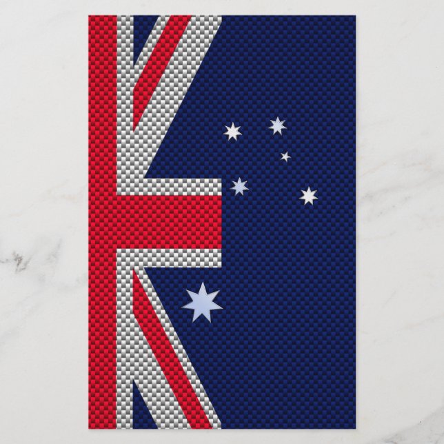 Australian Flag Design Carbon Fibre Chrome Style Stationery (Front)