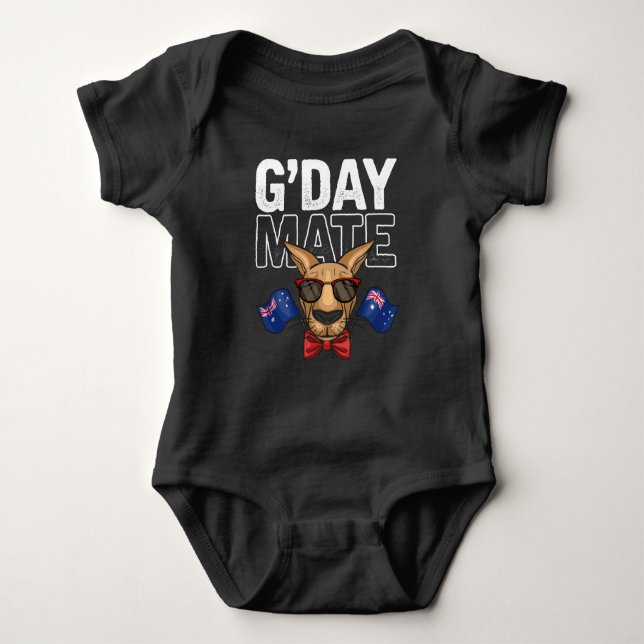 Australian Flag Funny Kangaroo Quote Baby Bodysuit (Front)