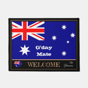 Australian Flag & G'day Mate mats /sports Welcome