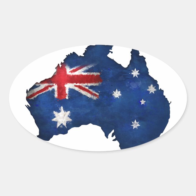 Australian Flag Graffiti Oval Sticker (Front)