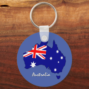 Australian Flag, Map & Australia patriots / sports Key Ring