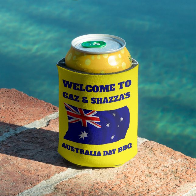 Australian Flag Modern Aussie personalized BBQ Can Can Cooler (In Situ Pool)