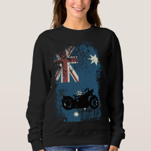 Australian Flag Motorcycle Biker Patriotic Distres Sweatshirt