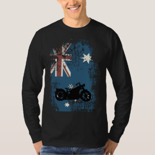 Australian Flag Motorcycle Biker Patriotic Distres T-Shirt