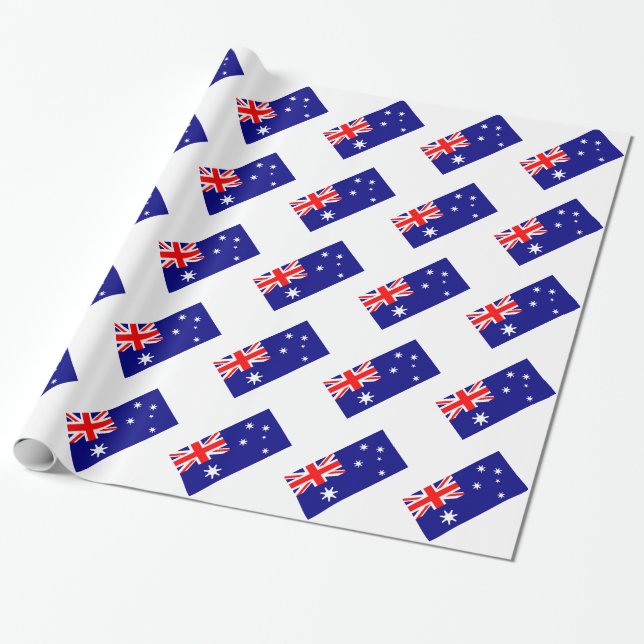 Australian Flag Pattern Union Jack Wrapping Paper (Unrolled)