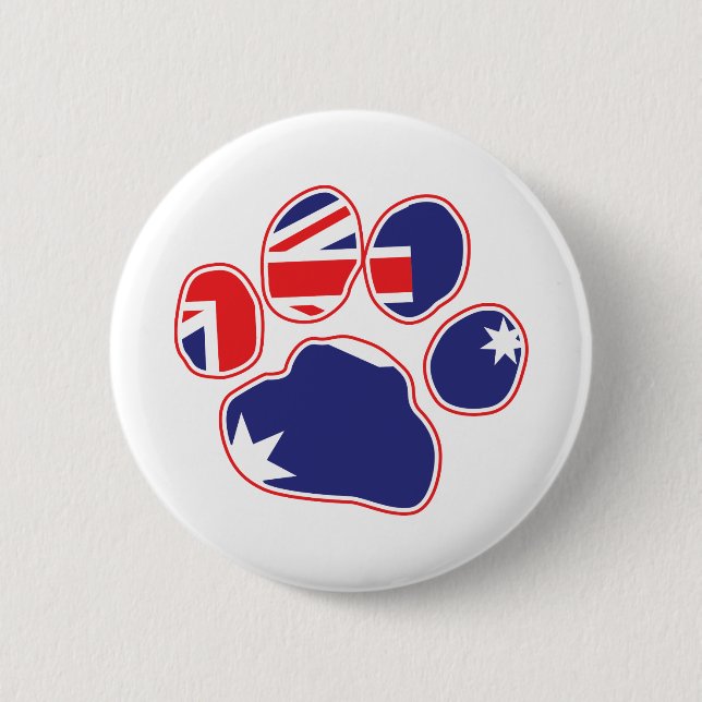 Australian Flag Paw Print 6 Cm Round Badge (Front)