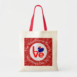 Australian Flag Red Letters LOVE Flag Personalised Tote Bag