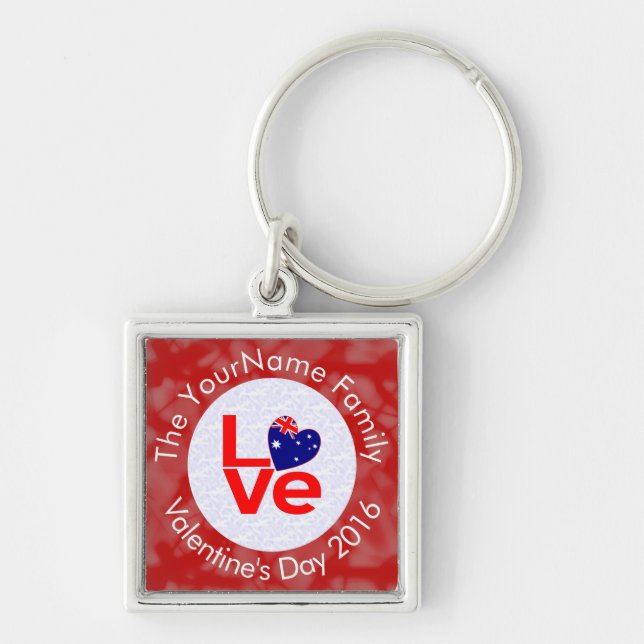 Australian Flag Red Letters LOVE Flag Personalized Key Ring (Front)