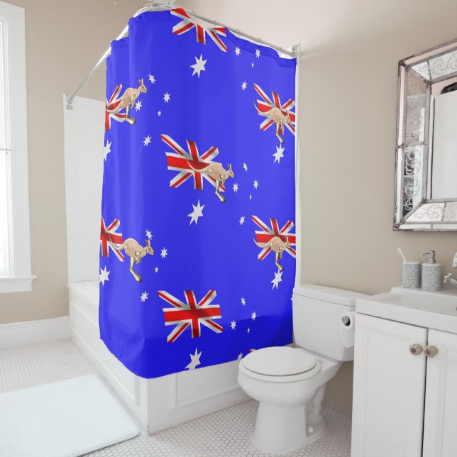 Australian flag shower curtain (In Situ)