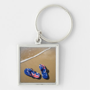 Australian Flag Thongs On Beach South Wales Key Ring