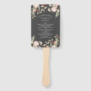 Australian Floral Rustic Wedding Gray Program Hand Fan
