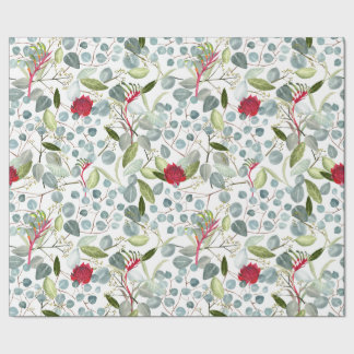 Australian flower Kangaroo paws Eucalyptus leaves Wrapping Paper