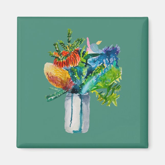 Australian flowers watercolour magnet (Front)