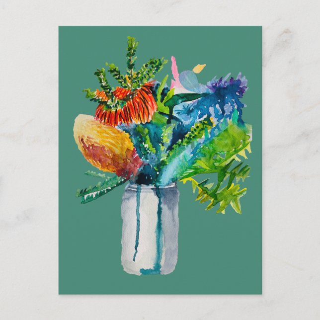 Australian flowers watercolour postcard (Front)