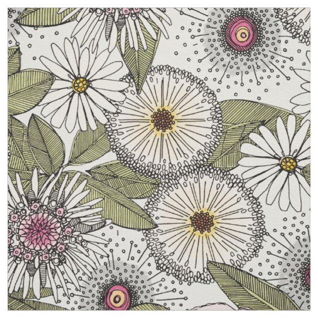 Australian garden chalk floral fabric (Swatch)