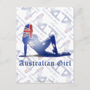 Australian Girl Silhouette Flag Postcard