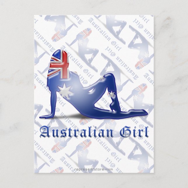 Australian Girl Silhouette Flag Postcard (Front)