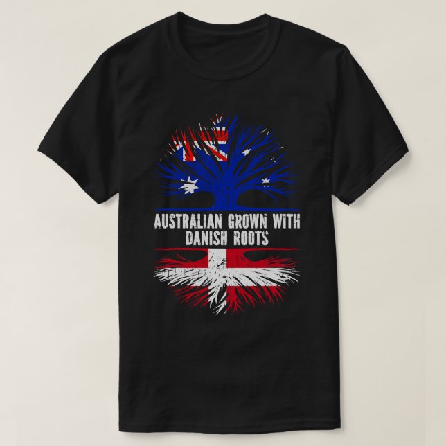 Australian Grown with danish Roots Australia Flag T-Shirt (Design Front)