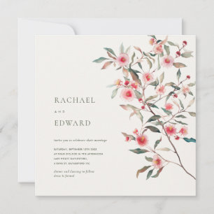 Australian Gum Blossom Wildflower Square Wedding Invitation