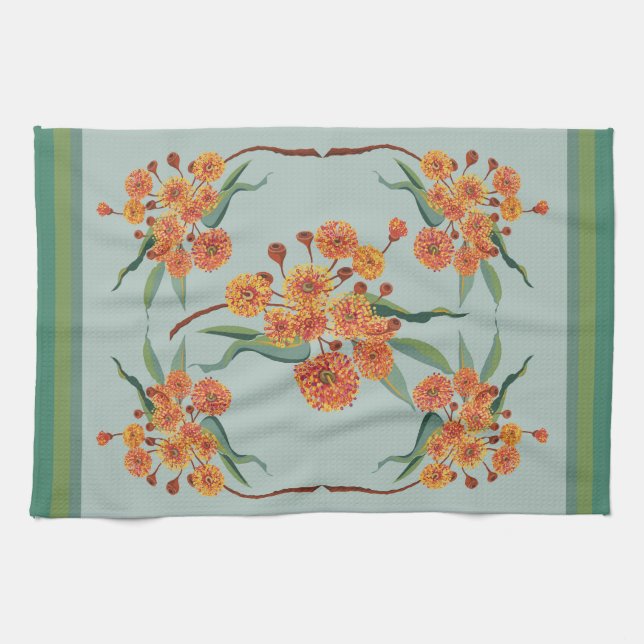 Australian gum tree blossoms tea towel (Horizontal)