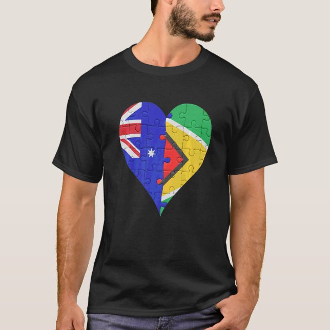 Australian Guyanese Flag Heart T-Shirt (Front)