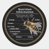 Australian Honey mini Nutrition Information label