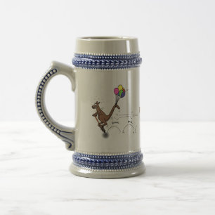 Australian humour kangaroo cartoon illustration beer stein