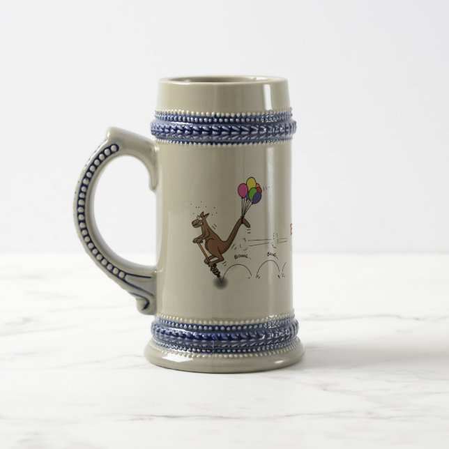 Australian humour kangaroo cartoon illustration beer stein (Left)