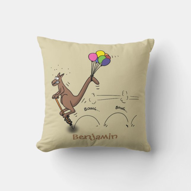 Australian humour kangaroo cartoon illustration  cushion (Front)