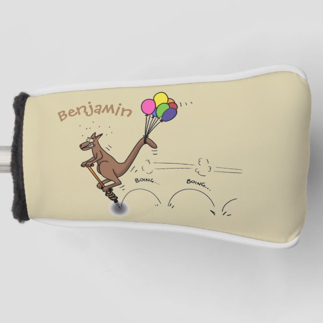 Australian humour kangaroo cartoon illustration golf head cover (Front)