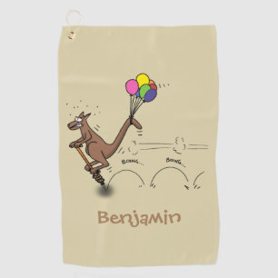 Australian humour kangaroo cartoon illustration golf towel