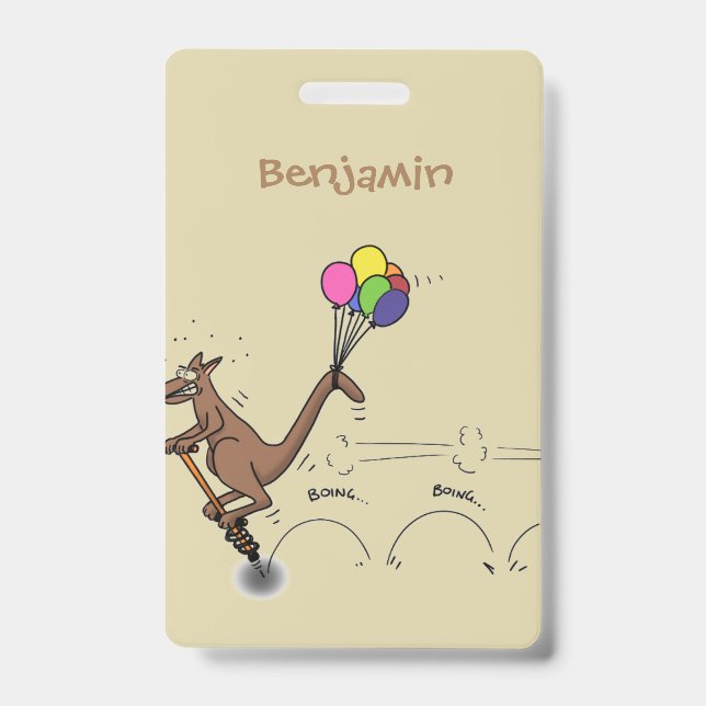 Australian humour kangaroo cartoon illustration ID badge (Front)