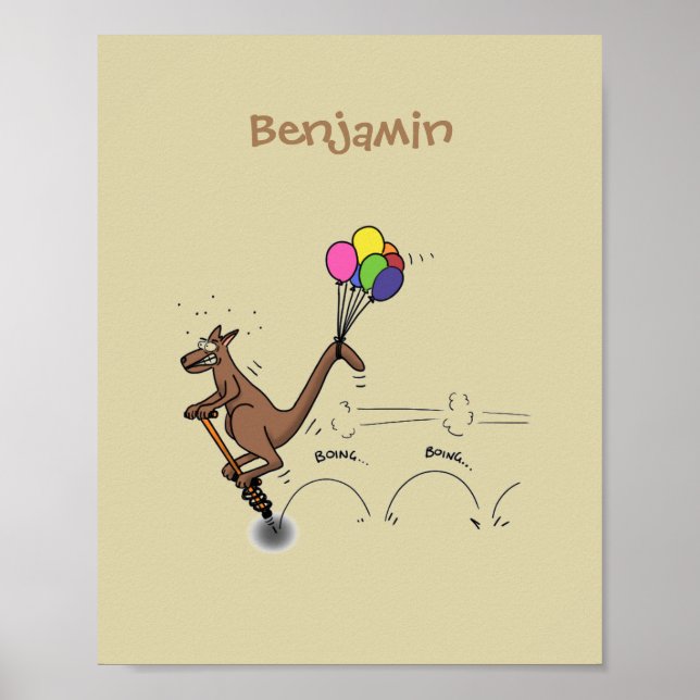 Australian humour kangaroo cartoon illustration poster (Front)