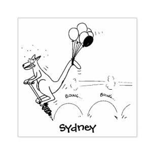 Australian humour kangaroo cartoon illustration rubber stamp